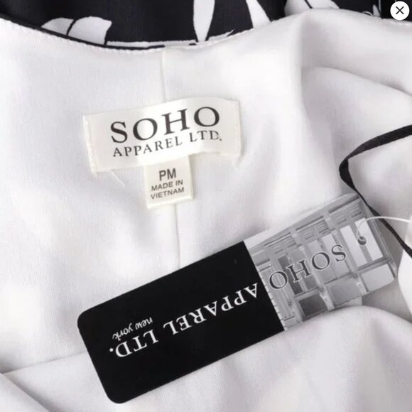 NWT Soho Apparel Black & White Floral Print Dress Cocktail Belted Pleated Skirt - Picture 3 of 8